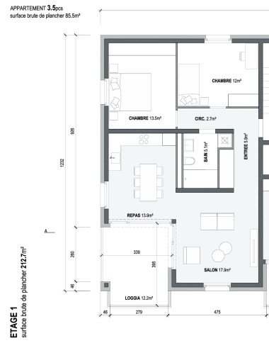 Appartement, 3.5 pièces, 94.00 m2