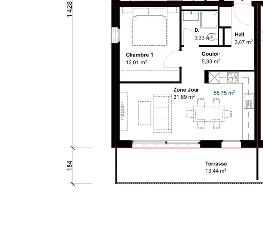 Appartement , 62.50 m2